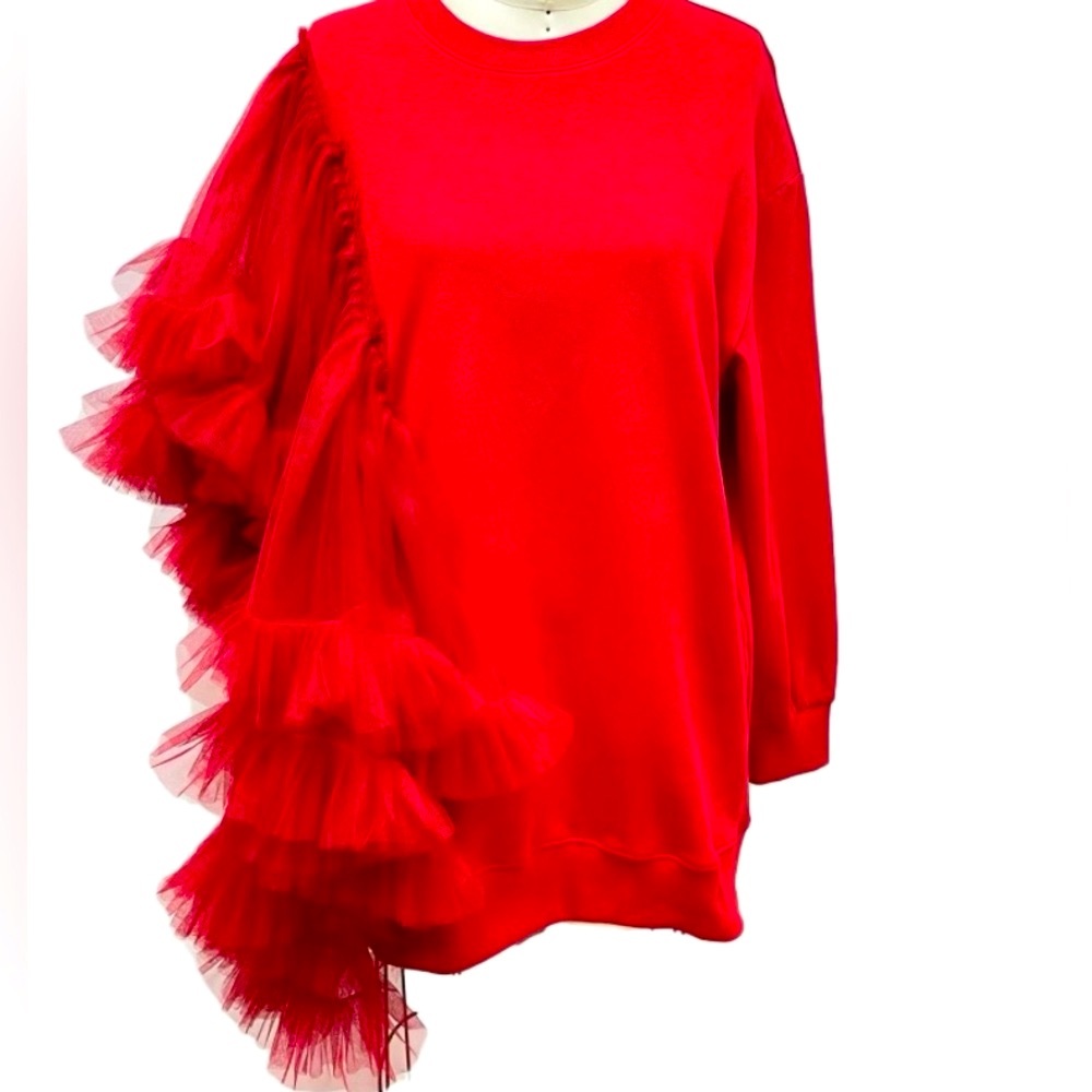 Red Ruffled Sweatshirt - Picture 2 of 6